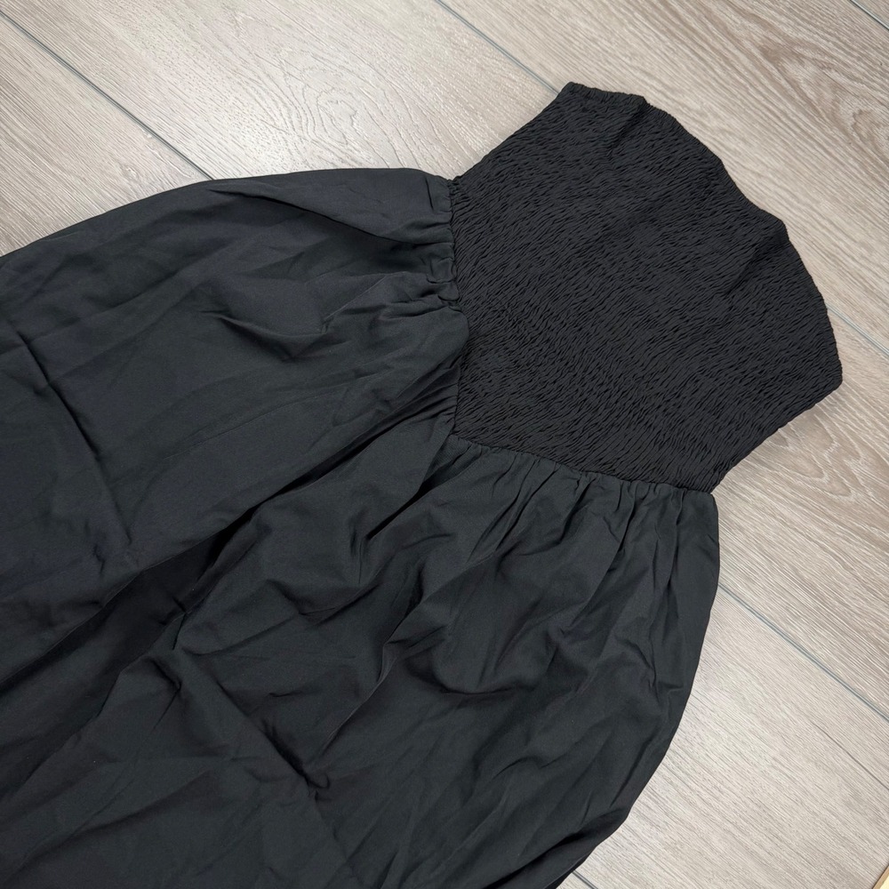 URYIAO Womens Strapless Smocked Bodice Maxi Dress Black S